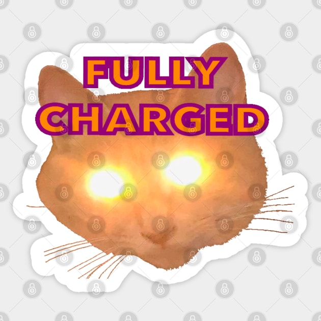 Fully Charged Glowing Cat Sticker by wildjellybeans